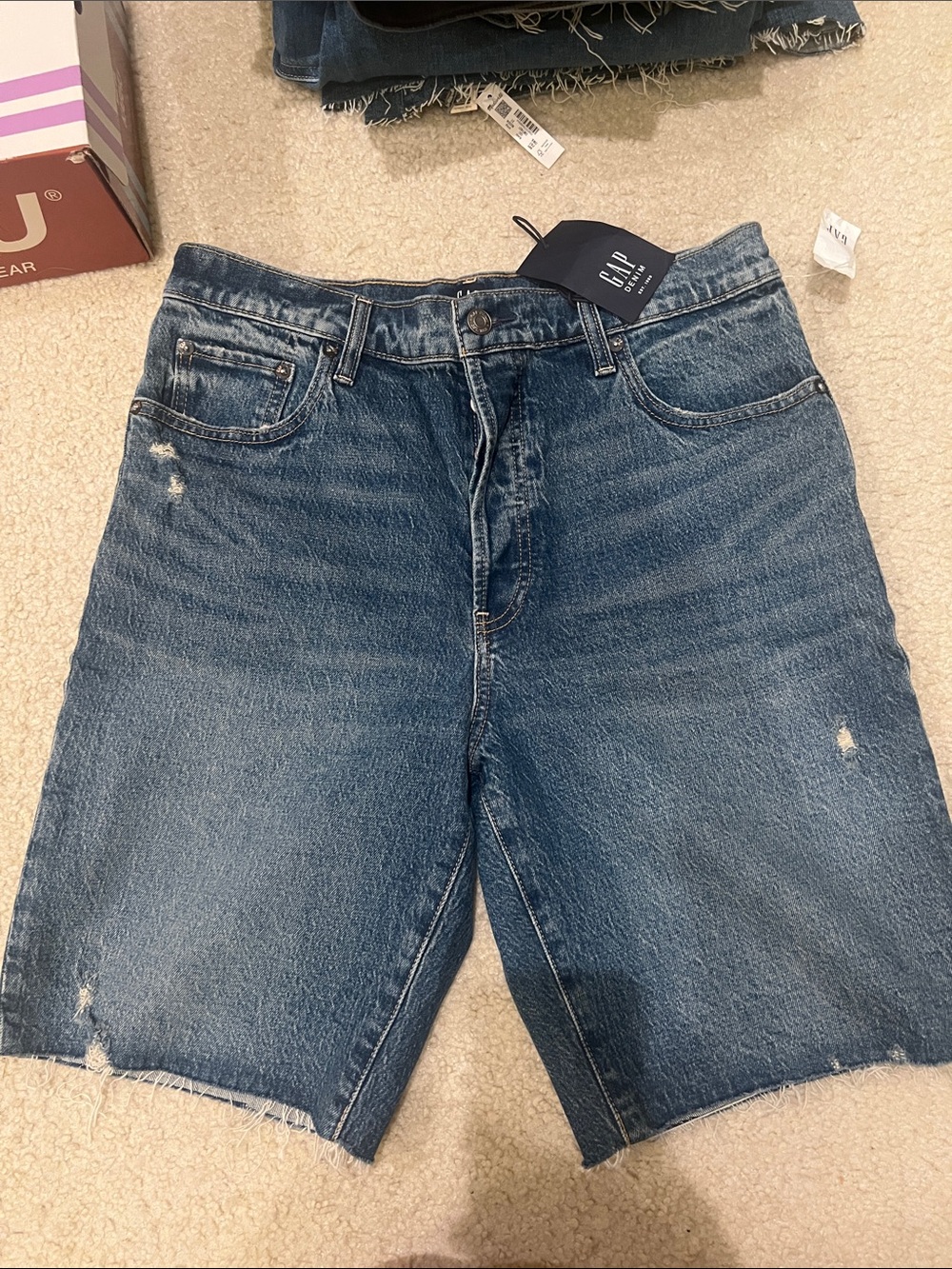 GAP Womens High Rise Bermuda Denim Jean Shorts